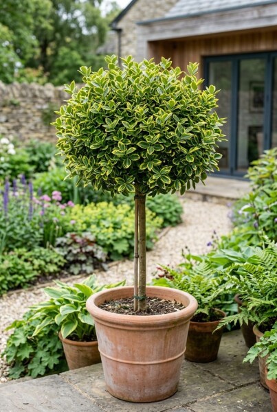 Euonymus fortunei 'Emerald 'n' Gold' op stam 40 cm C4