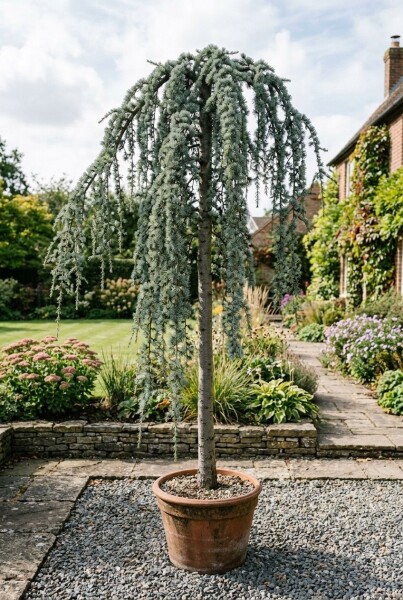 Cedrus atlantica 'Glauca Pendula' op stam 120-140 cm C230