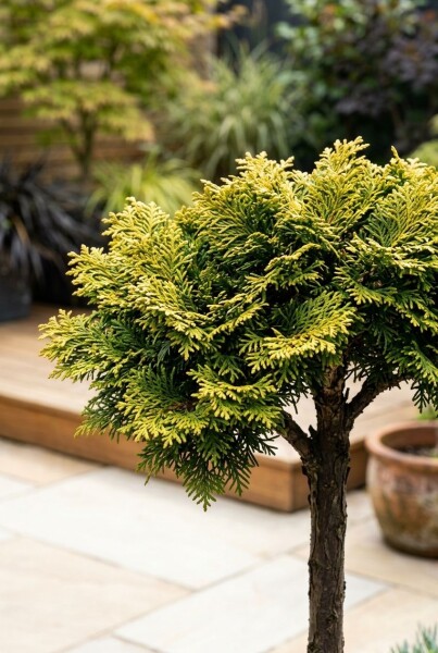 Chamaecyparis obtusa 'Nana Aurea' op stam 40 cm C13