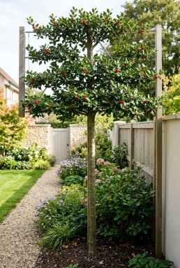 Ilex 'Nellie R. Stevens' leiboom stamhoogte 180 cm leirek 150 x 120 cm C45
