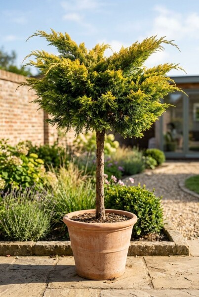 Juniperus pfitzeriana 'Pfitzeriana Aurea' op stam 80-100 cm C280