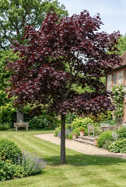 Acer platanoides 'Royal Red' Halfstam stamhoogte 110 cm C10
