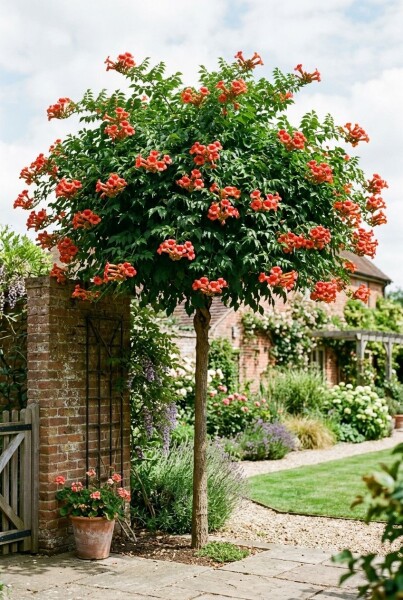Campsis tagliabuana 'Fire Trumpet' halfstam stamhoogte 80 cm C10