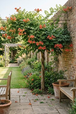 Campsis tagliabuana 'Fire Trumpet' halfstam stamhoogte 80 cm C10