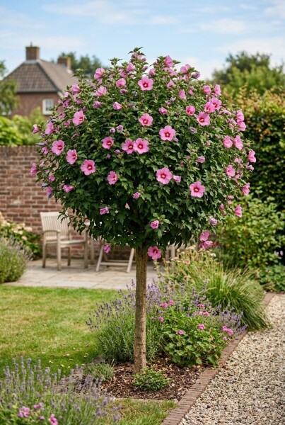 Hibiscus syriacus 'Woodbridge' halfstam stamhoogte 90 cm C10