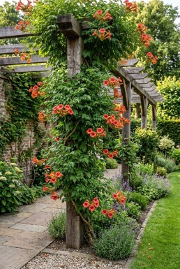 Campsis radicans 'Flamenco' gestokt 80-100 cm C2
