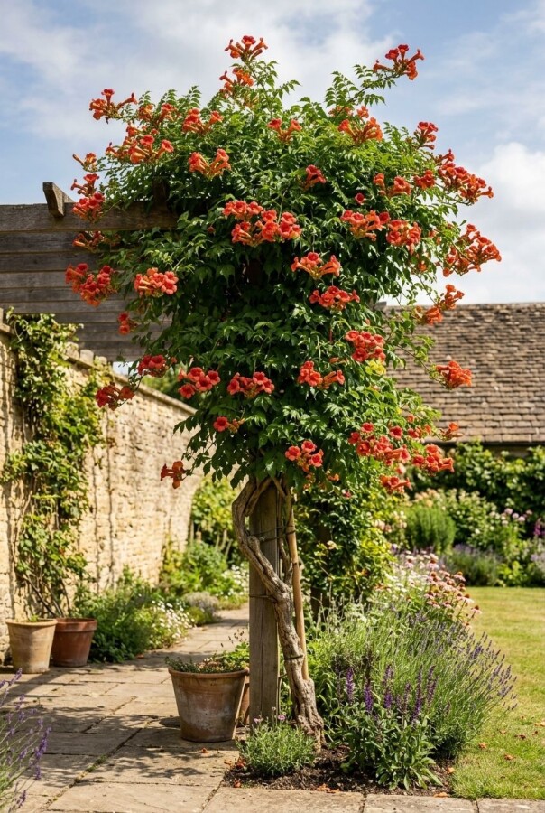Campsis tagliabuana 'Mme Galen' gestokt 70 cm C2