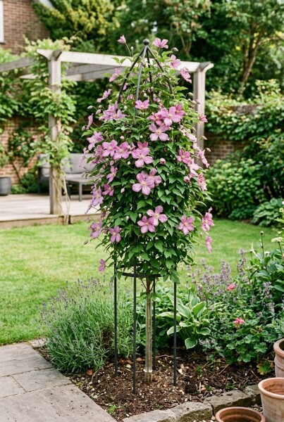 Clematis 'Bagatelle' gestokt 70 cm C2