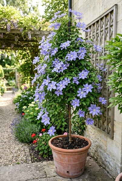 Clematis 'Blekitny Aniol' gestokt 70 cm C2