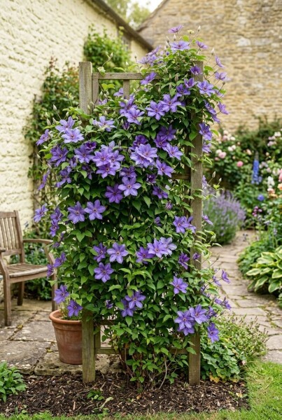 Clematis 'Etoile de Malicorne' gestokt 70 cm C2