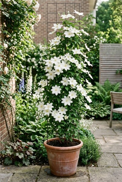 Clematis 'Snow Queen' gestokt 70 cm C2