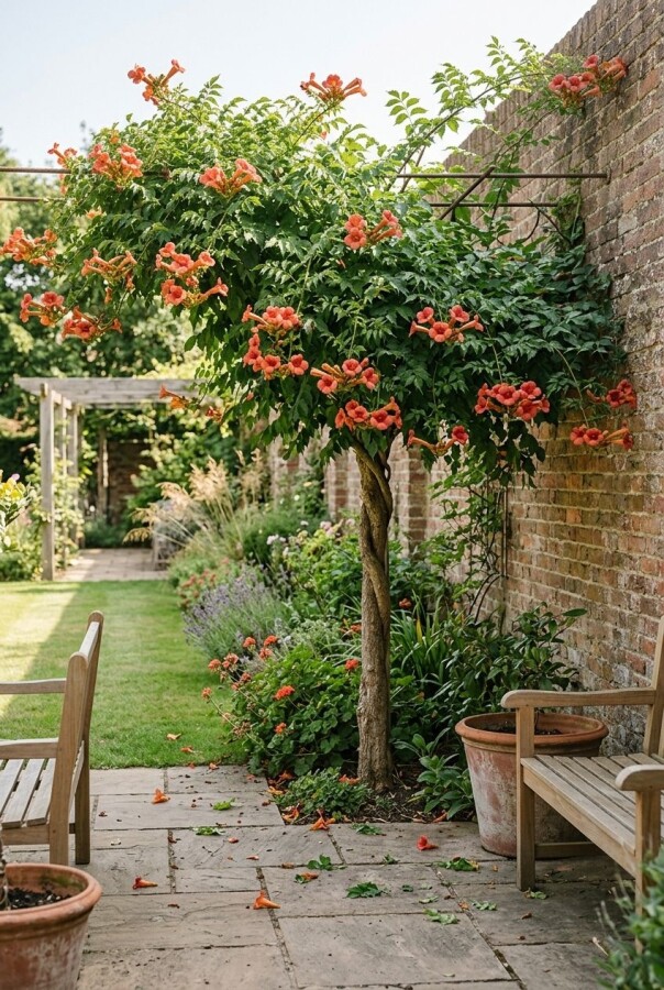 Campsis tagliabuana 'Fire Trumpet' Halfstam