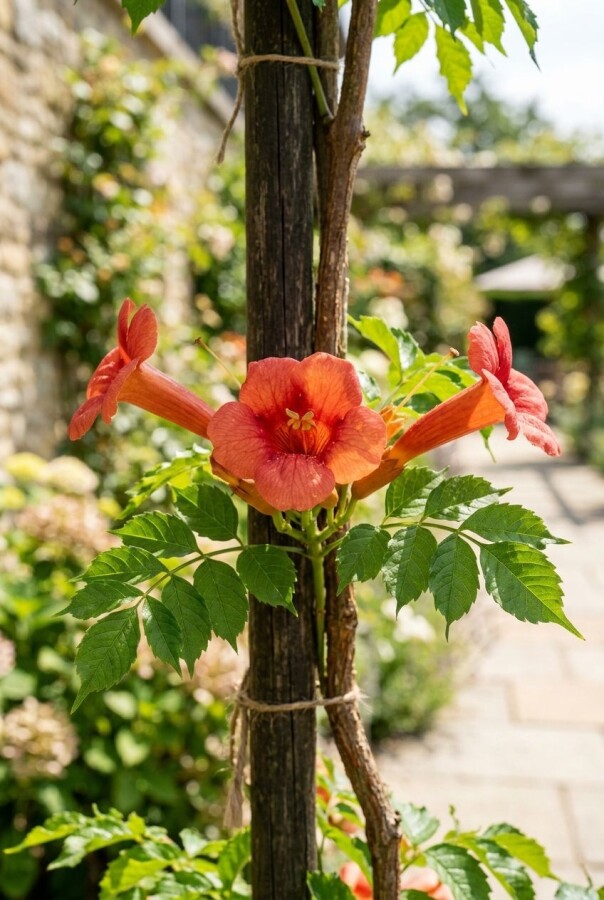 Campsis tagliabuana 'Mme Galen' gestokt