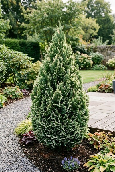 Chamaecyparis lawsoniana 'Snow White' Struik