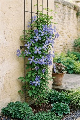 Clematis 'Blekitny Aniol' gestokt