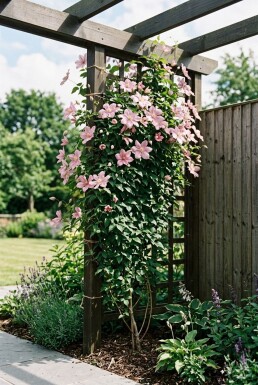 Clematis 'Comtesse de Bouchaud' gestokt