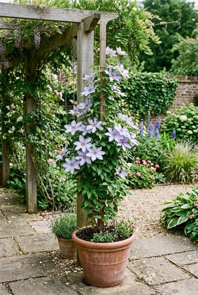 Clematis 'Dorothy Walton' gestokt