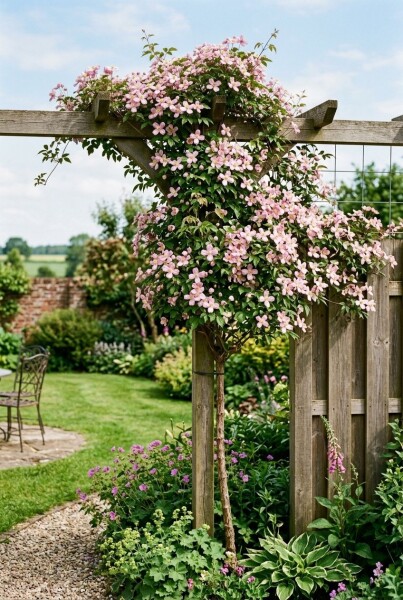 Clematis montana rubens gestokt