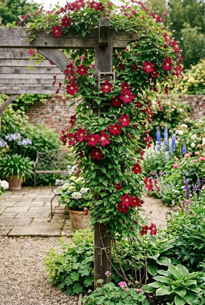 Clematis 'Ville de Lyon' gestokt