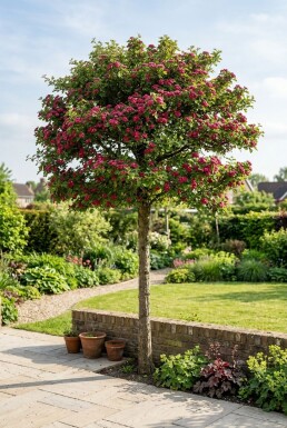 Crataegus media 'Paul's Scarlet' Op stam