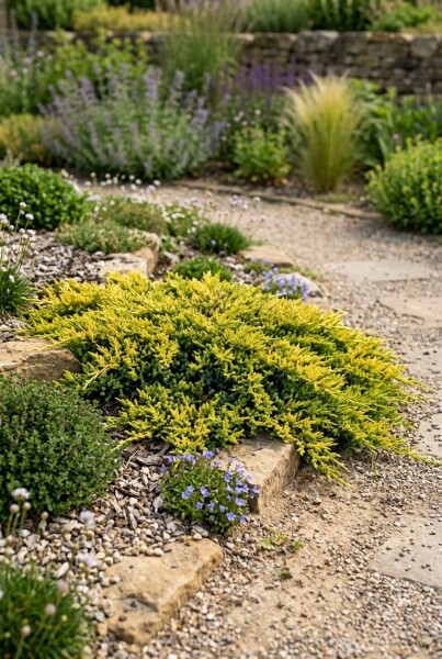 Juniperus horizontalis 'Golden Carpet' Struik