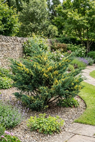 Juniperus pfitzeriana 'Blue and Gold' Struik